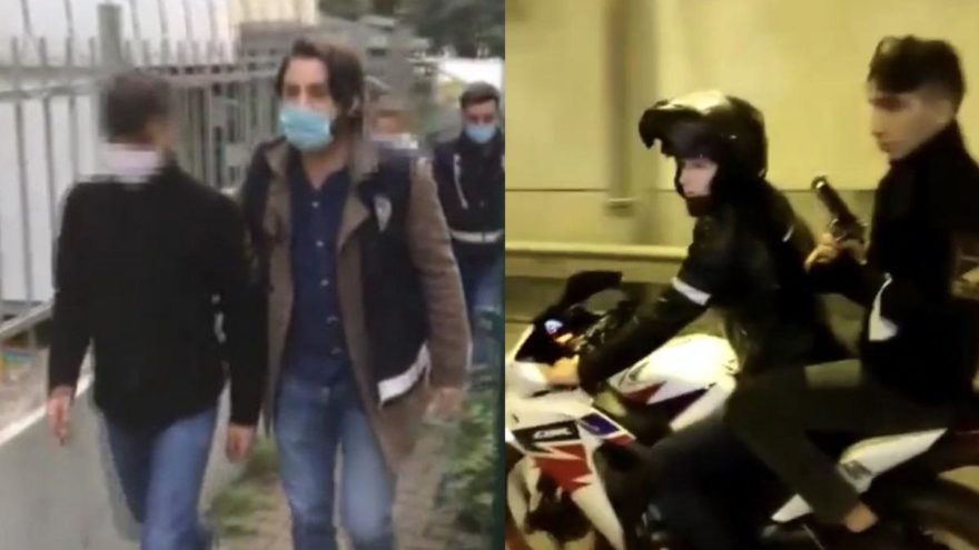 Motosiklet üzerinde havaya ateş açan iki maganda yakalandı