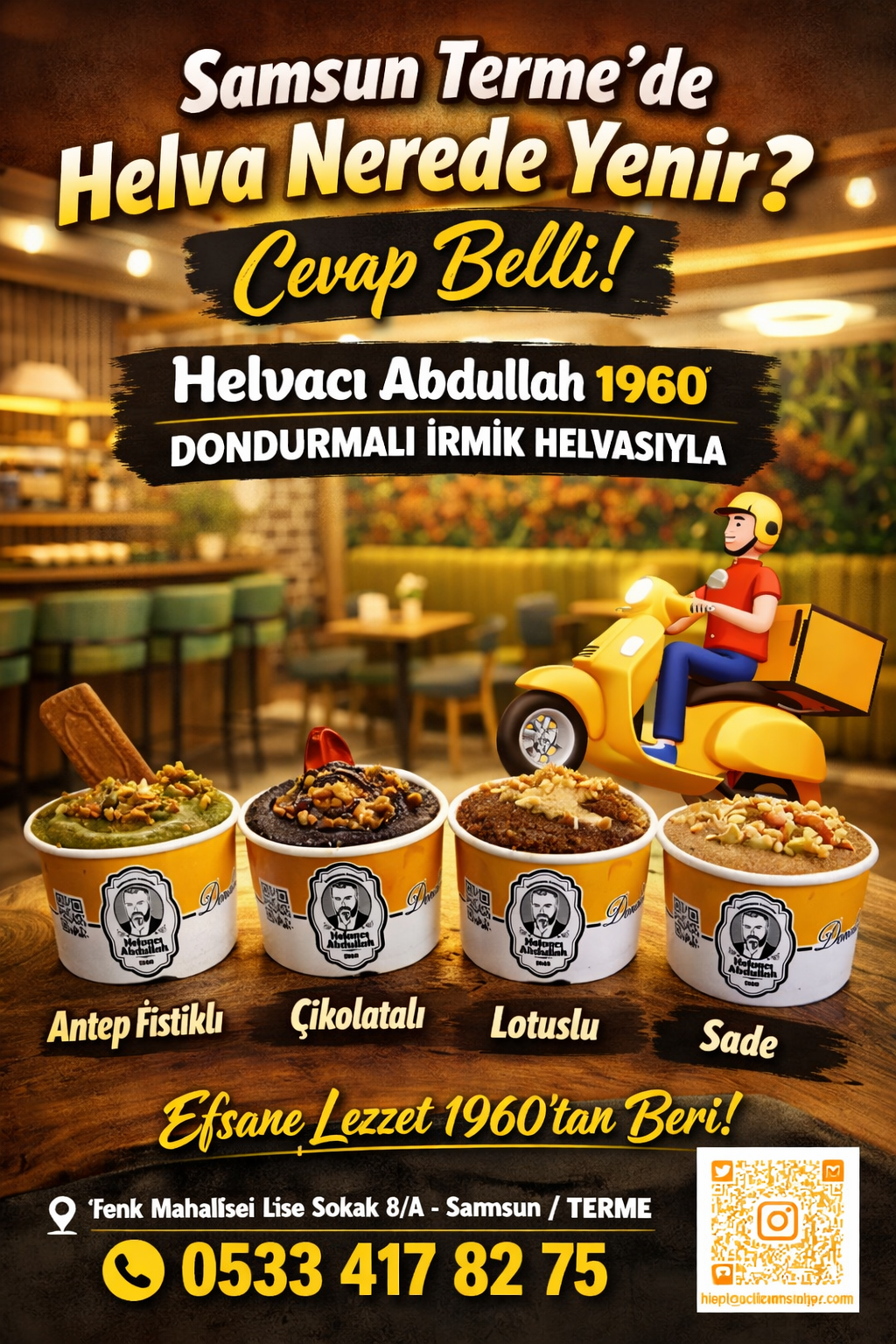 Samsun Terme’de helva nerede yenir sorusuna Helvacı Abdullah 1960 dondurmalı irmik helvasıyla yanıt veriyor