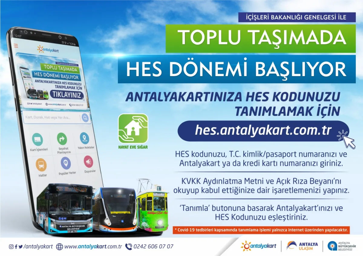 .Vatandaşların Antalyakartlara HES kodunu tanımlaması gerekiyor