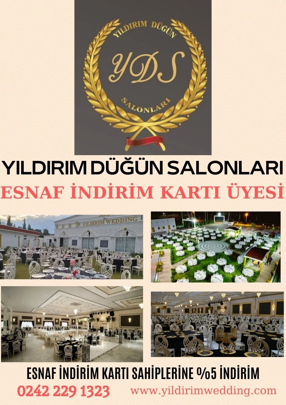ANTALYA’NIN EN İYİ DÜĞÜN SALONU YILDIRIM DÜĞÜN SALONLARI ESNAF İNDİRİM KARTI ÜYESİ